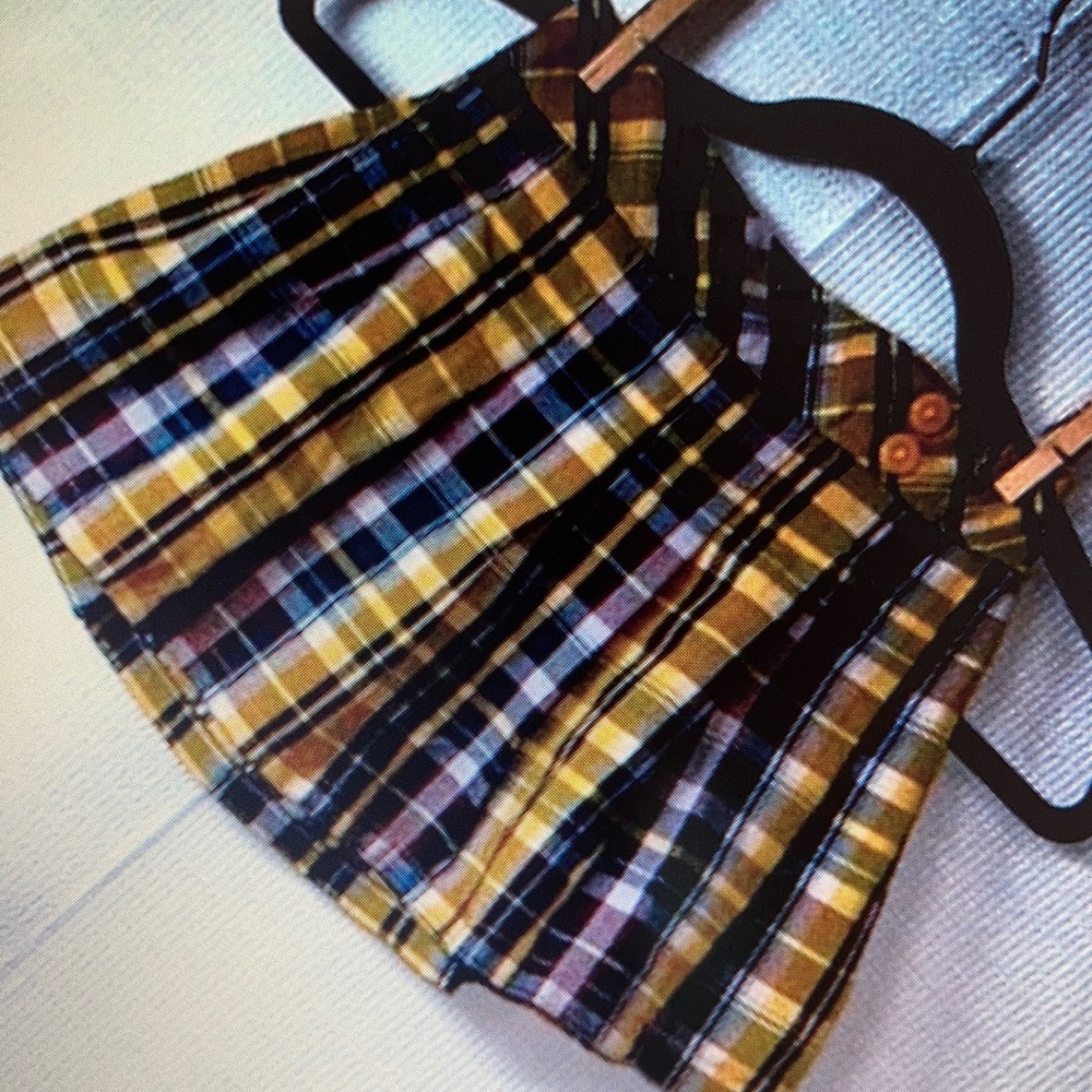 Girls plaid pleated floral skirt
